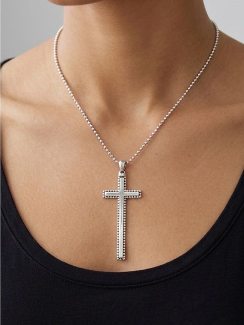 Lagos Caviar Sterling Silver Cross Pendant Necklace 18”